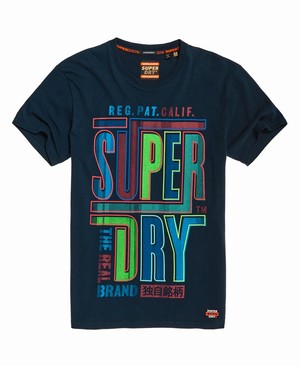 Superdry Acid Graphic Mid Weight Oversized Férfi Pólók Sötétkék | LCKBX6243